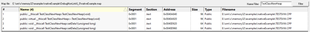 Filtered map file symbols