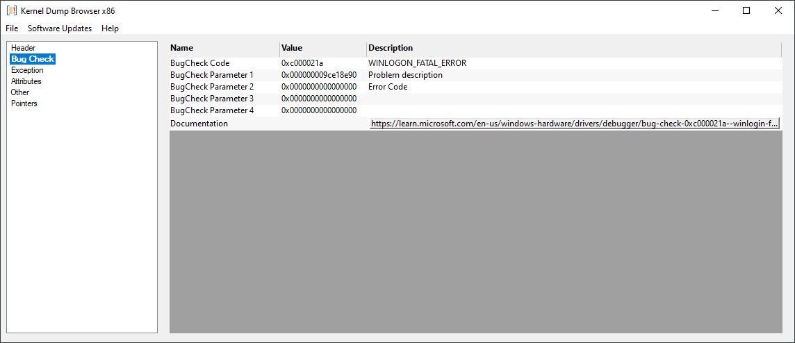 Bluse Screen of Death kernel dump bug check