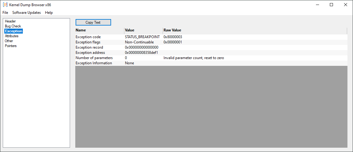Bluse Screen of Death kernel dump exception