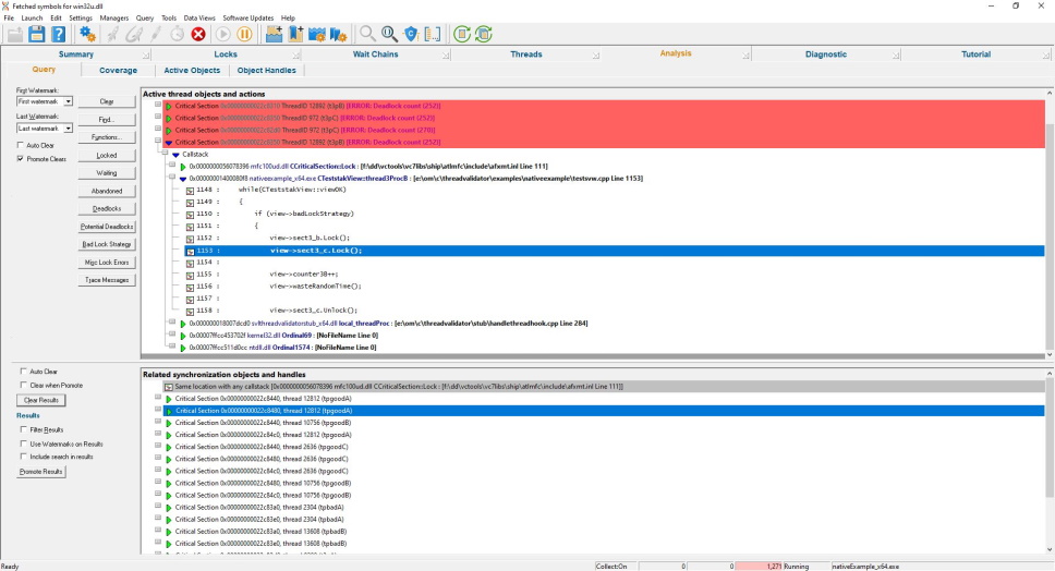 Thread Validator query synchronization data