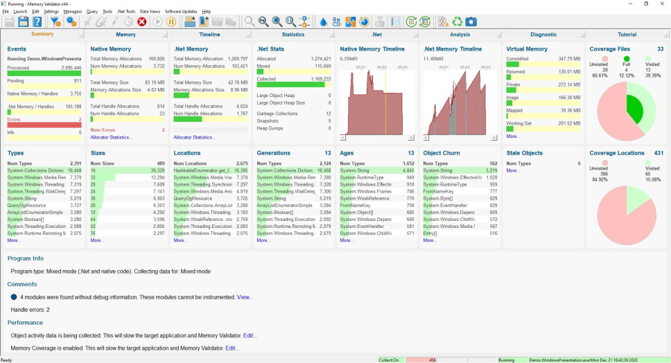 Memory Validator memory leak summary