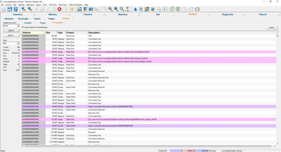 Memory Validator virtual memory paragraphs