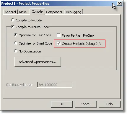 Visual Basic Project Properties dialog