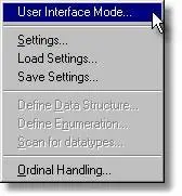 Memory Validator settings menu, configure user interface