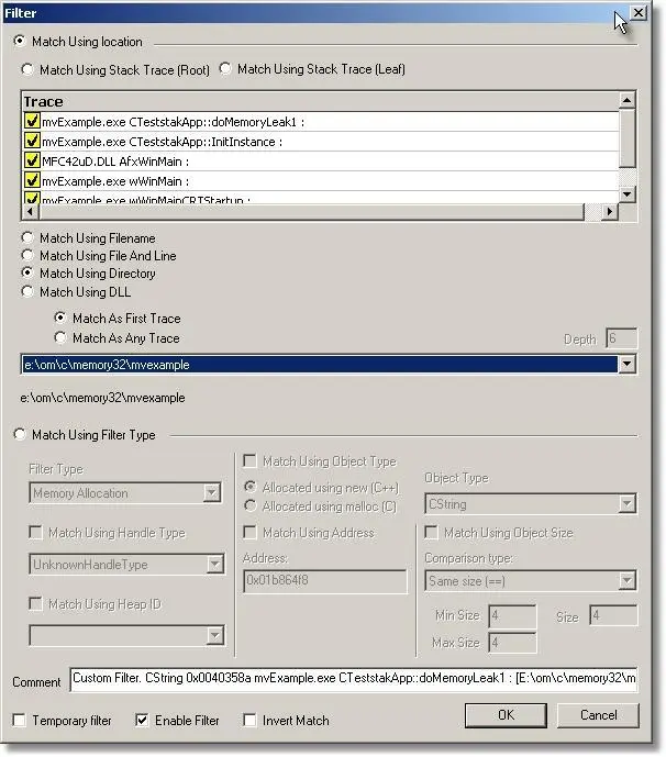 Memory Validator custom filter for directory