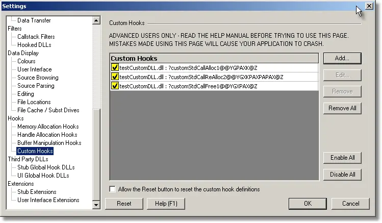 Memory Validator three custom hooks