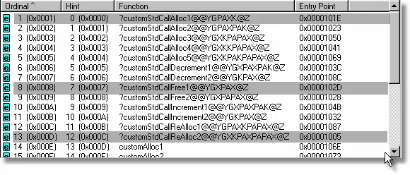 Memory Validator export address table