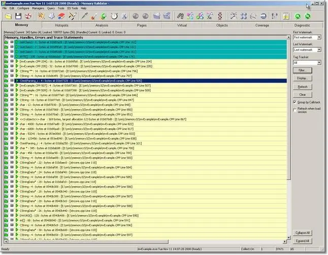 Memory Validator filter by file and line number