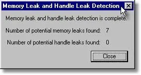 Memory Validator in-place leak detect results