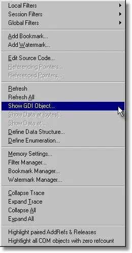 Memory Validator memory view context menu