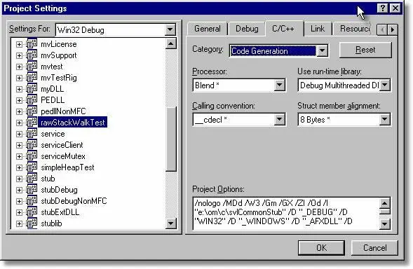 Visual Studio project settings