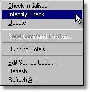 Memory Validator tools menu, integrity