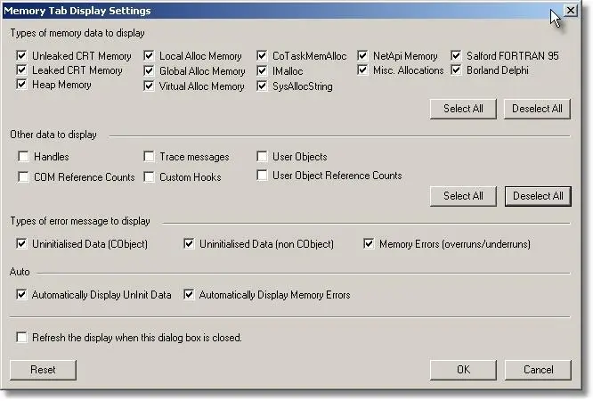 Memory Validator uninitialised data detection