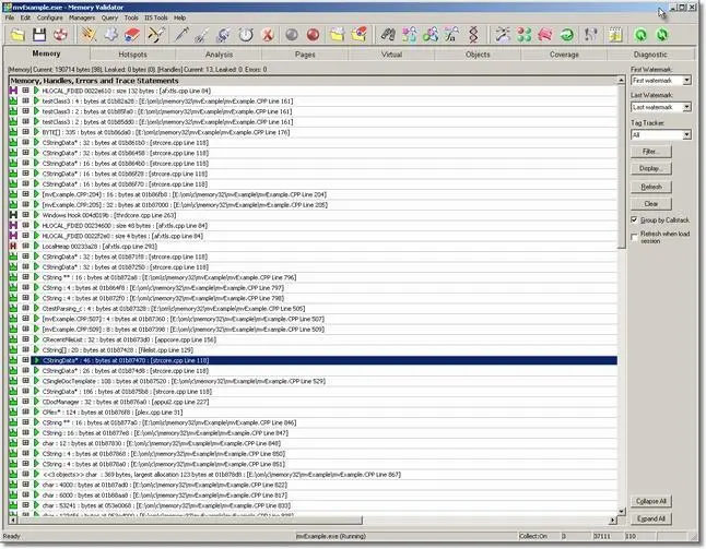 Memory Validator results selected by watermarks