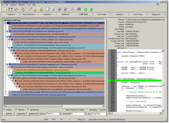 Performance Validator profiling statistics