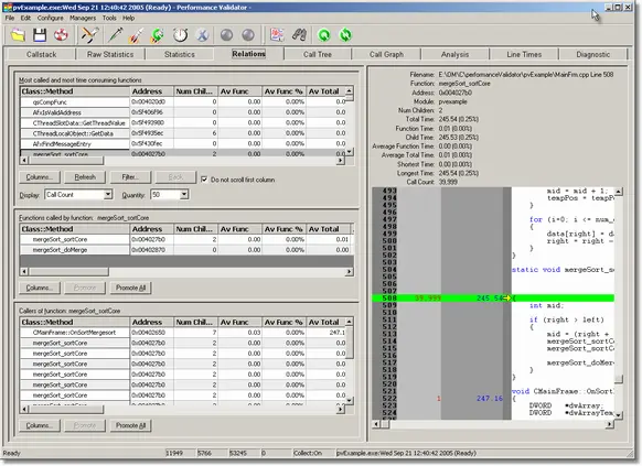 Performance Validator profiling relations