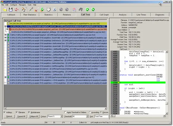 Performance Validator profiling statistics