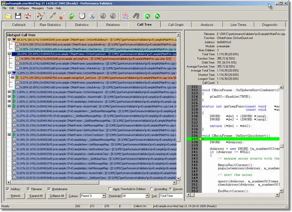 Performance Validator slow code call tree