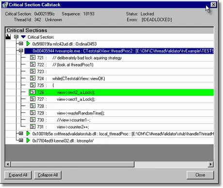 Thread Validator deadlocked critical section callstack