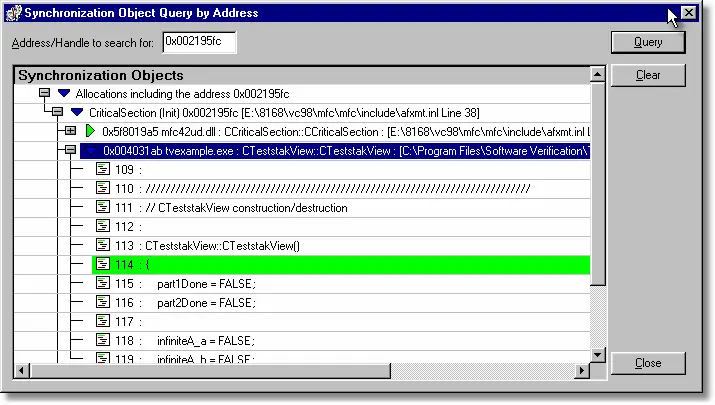 Thread Validator no-callstack query dialog