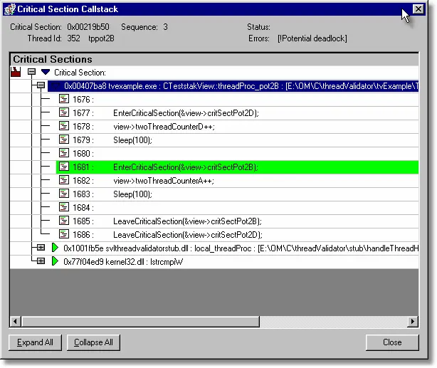 Thread Validator potential deadlock callstack