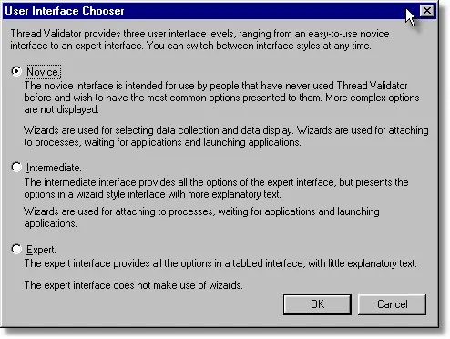 Thread Validator user interface mode chooser dialog