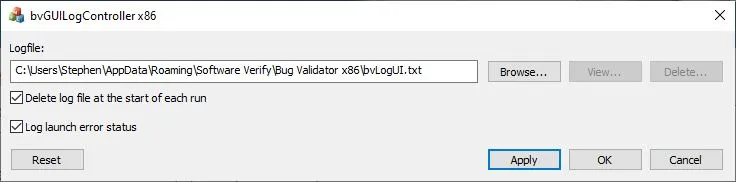 Bug Validator GUI Log Controller