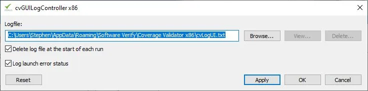 Coverage Validator GUI Log Controller