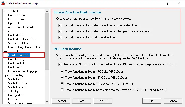 Bug Validator Settings Hook Insertion Static Linking Include MFC, CRT, STL