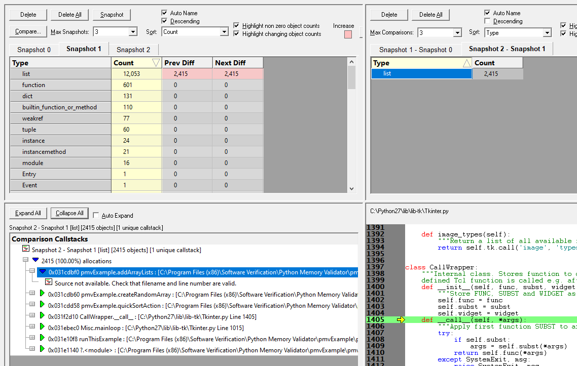 Python Memory Validator snapshot