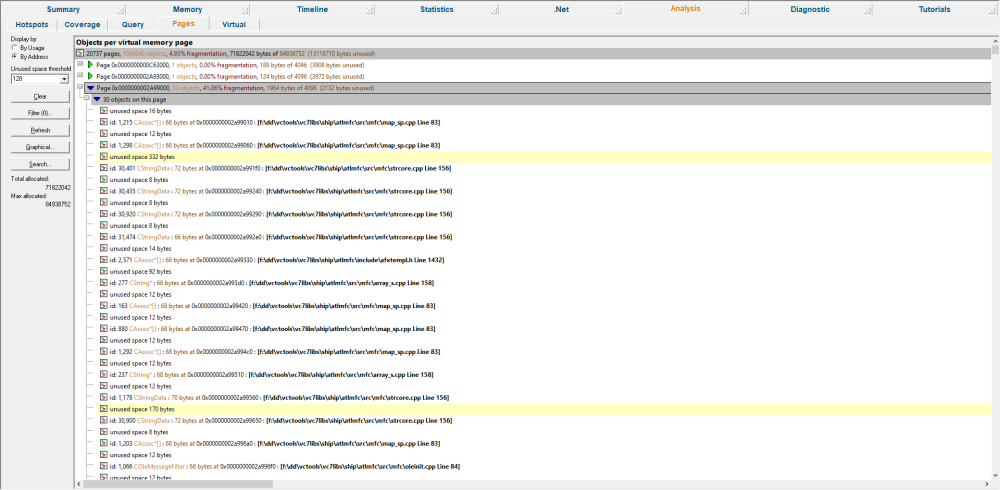 Memory Validator memory pages showing sandbars