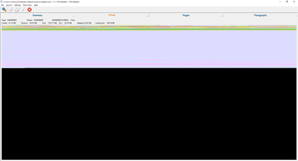 Virtual Memory Validator virtual memory view
