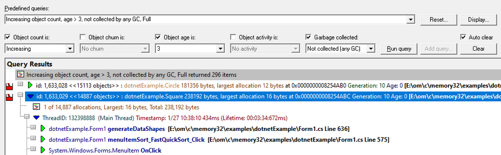 .Net leak detect custom query