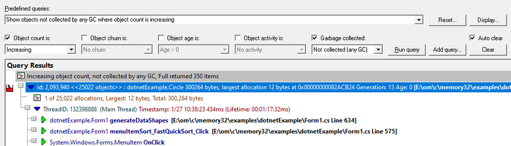 .Net leak detect predefined query