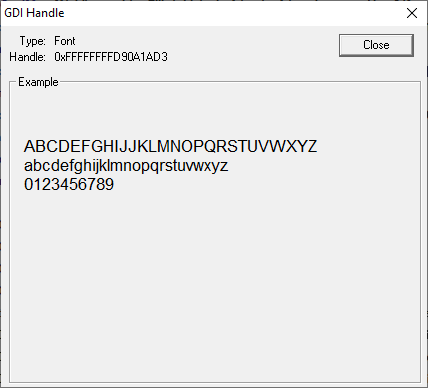 Memory Validator GDI handle display