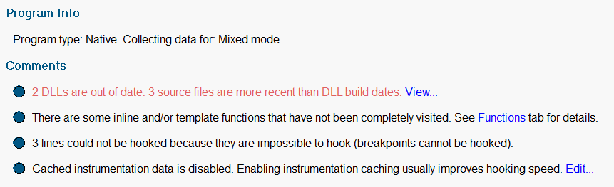 Out of date DLLs warning on Summary view.