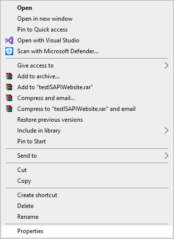 Windows Explorer context menu Permissions
