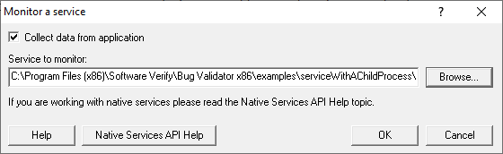 Bug Validator monitor a child process of a service dialog