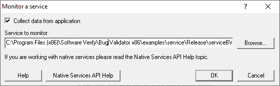 Bug Validator monitor a service dialog