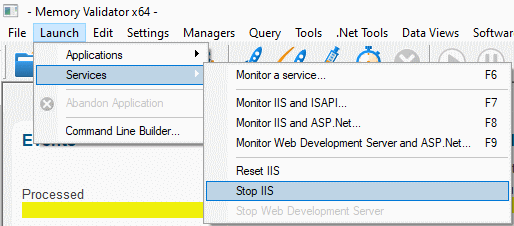 Memory Validator ISAPI stop IIS