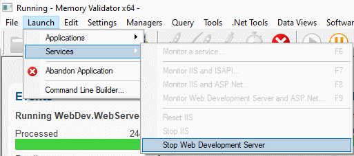 Memory Validator ASP.Net stop Web Development Server
