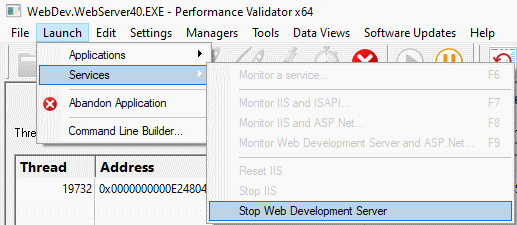 Performance Validator ASP.Net stop Web Development Server