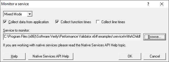 Performance Validator monitor a service child process