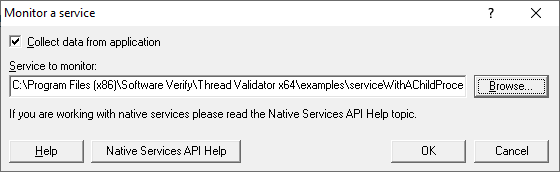 Thread Validator monitor a service child process dialog