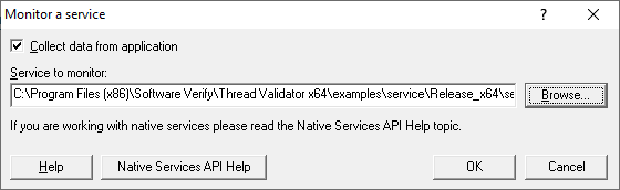 Thread Validator monitor a service dialog