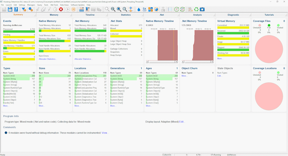 Memory Validator .Net Core framework dependent memory summary