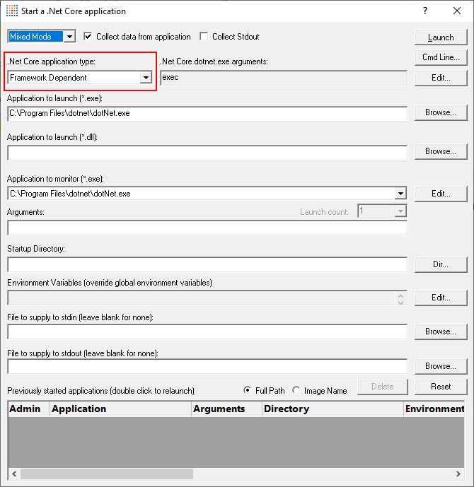 Memory Validator .Net Core launch dialog