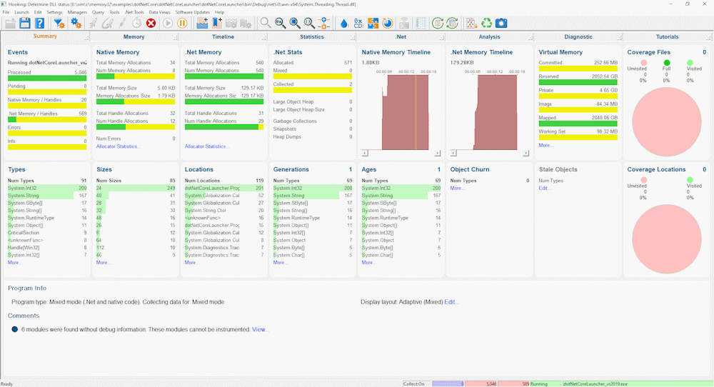 Memory Validator .Net Core self contained memory summary