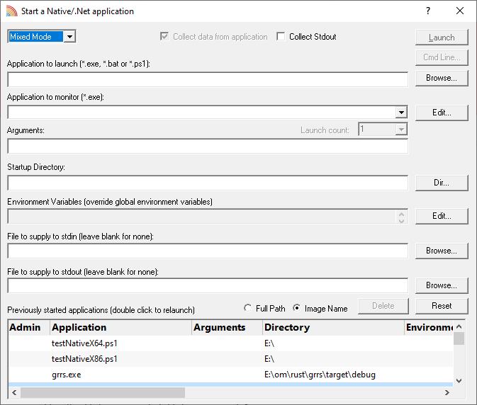 Coverage Validator launch dialog