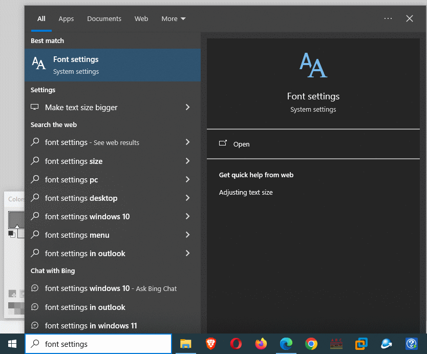 Intel One Mono font settings menu